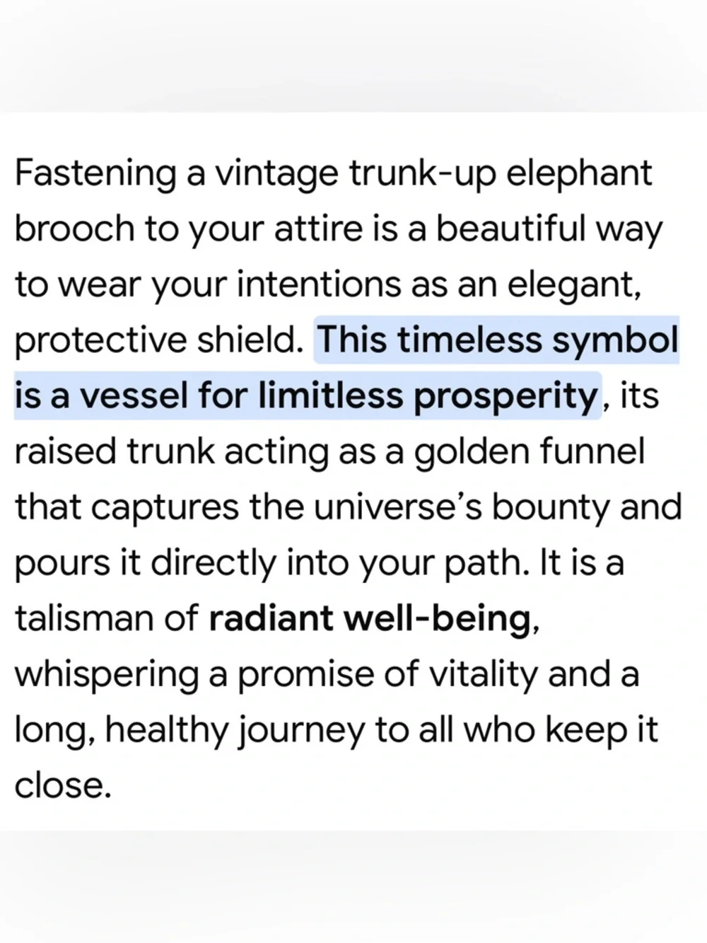 Vintage Gold Trunk Up Elephant Brooch Good Luck Prosperity Charm Pin Statement